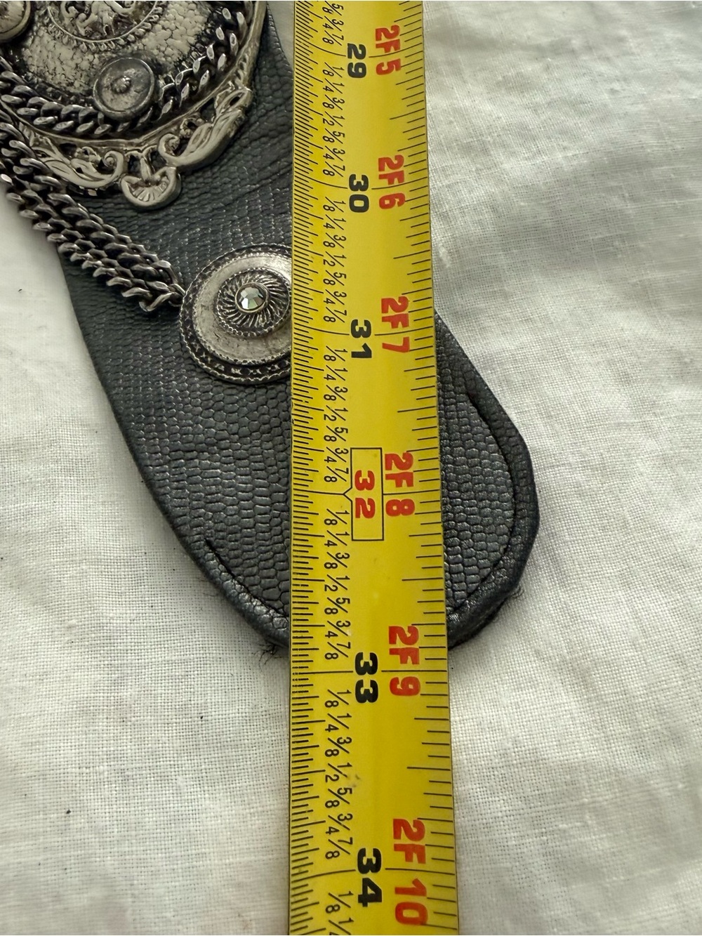 Vintage Gothic Structured Waist Cinch Belt Filigree Medallion Steampunk Chain S - Picture 13 of 14